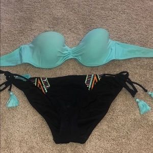 Black and teal bikini